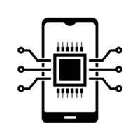 smartphone with chipset processor icon vector