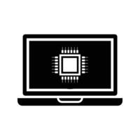 computer with microprocessor icon vector