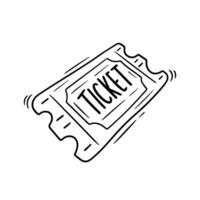 Hand drawn ticket doodle icon. Simple illustration, perfect for event designs, invitations, and digital or print projects. Isolated on a white background vector