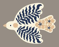 bird silhouette with leaf and flower decoration vector