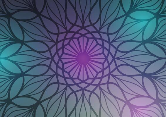 Abstract mandala purple center line green flower background