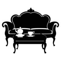 silhouette of sofa set with tee table , stylish and versatile home designs vector