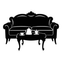 silhouette of sofa set with tee table , stylish and versatile home designs vector