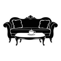 silhouette of sofa set with tee table , stylish and versatile home designs vector