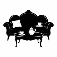 silhouette of sofa set with tee table , stylish and versatile home designs vector