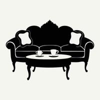 silhouette of sofa set with tee table , stylish and versatile home designs vector