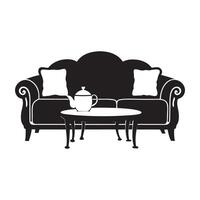 silhouette of sofa set with tee table , stylish and versatile home designs vector