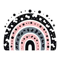 Abstract rainbow in pastel colors with polka dots and wavy lines on white background vector