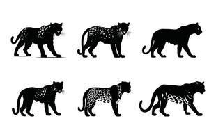Leopard Predator Silhouette Set vector