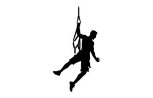 Man Doing TRX Exercise Silhouette vector