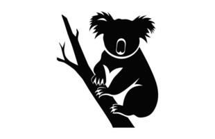 koala on a branch Silhouette isolated on a white background vector