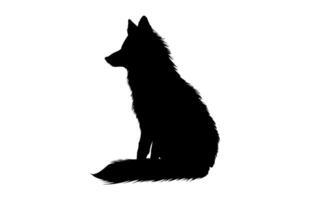 Fox Sitting Silhouette isolated on a white background vector