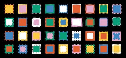 Brutal modern contemporary figure. Set of frames. Abstract geometric shapes and icons. Swiss design aesthetics 90s retro style. vector