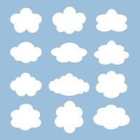 Set of white clouds. Different variations of shapes. Flat illustration. vector