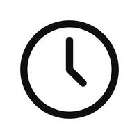 A black and white clock icon on a white background vector
