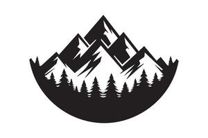 Mountain Hill with tree silhouette Illustration vector