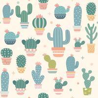 Cactus collection minimal seamless pattern background vector