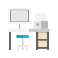 office desk with computer monitor and chair vector