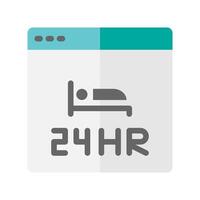 a flat icon of a bed with the word 24hr vector