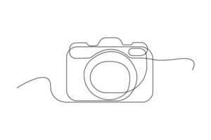 Simple hand-drawn minimalist camera one-line art drawing. Camera continuous outline . vector