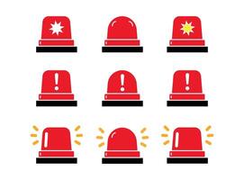 Emergency siren flashlight set for ambulance, police and alarms with exclamation hazard warning symbol in red color vector