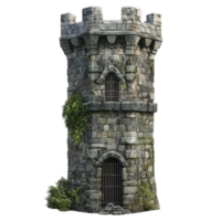 A stone tower with a door and a window png