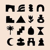 set of hand-drawn geometric shapes. Organic shapes, liquid form vector