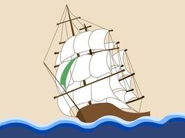 Majestic Sailing Ship Navigating Ocean Waves vector