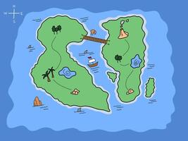 Adventurous Island Map with Hidden Treasures vector
