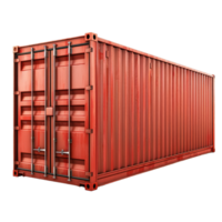 Isolated red shipping container for transportation, storage, and logistics. Ideal for supply chain and freight industry concepts. png