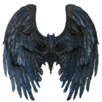 Intricate dark wings with textured feathers, embodying a sense of mystique and power, perfect for fantasy and art themes. png