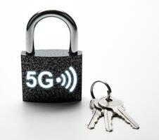 padlock with password 5G internet with keys on a white Internet security close up Internet security photo