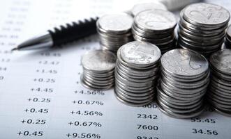 pile of coins and counting photo