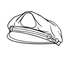 captain's cap in a simple line art style, ideal for use in nautical-themed designs, children's books, educational materials, or as part of a branding logo for maritime businesses. vector