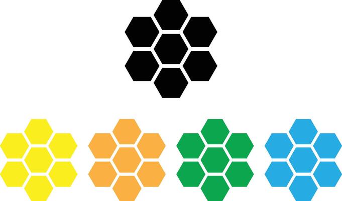 Colorful honey comb icon set in different colors isolated on white background . illustration