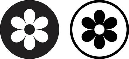 Flower icon set in two styles isolated on white background . illustration vector