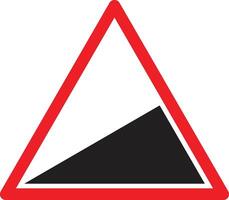 Steep climb traffic sign isolated on white background . Steep incline road ahead icon vector