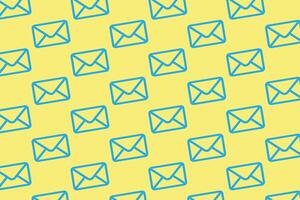 Mail pattern on yellow background . Mail wallpaper . Mail envelope background . illustration vector
