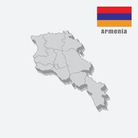 Armenia 3D map, isolated on a white background vector