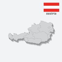 Austria 3D map, isolated on a white background vector