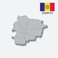 3D map of Andorra isolated on white background vector