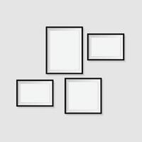 Isolated against a wall, a blank picture frame template set vector
