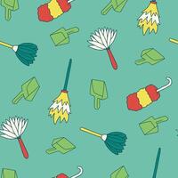 Feather Duster Dustpan Seamless Pattern illustration Design vector