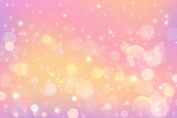 Pink background with bokeh and stars. Soft light pastel gradient with glitter and blurred sparkles. Abstract peach backdrop with magic smooth gradation. Elegant luxury romantic wallpaper