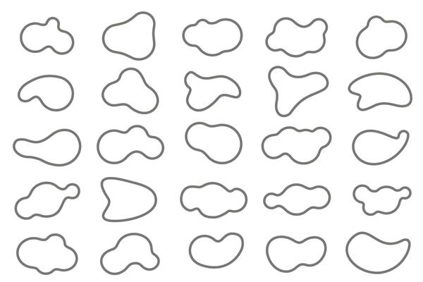 Organic blob shapes set. Amorphous liquid elements. Amoeba irregular fluid designs. Random memphis sponges. .