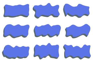 Abstract liquid shapes. Organic flat blobs with shadow. Irregular fluid bubbles. Random wavy spots and curvy elements. Amoeba rectangle box set. vector