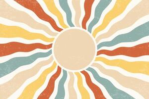 Retro sun burst vintage background. Swirl wallpaper with grunge. Spiral rays circus illustration for banner, poster, frame and backdrop. Twisted design vector