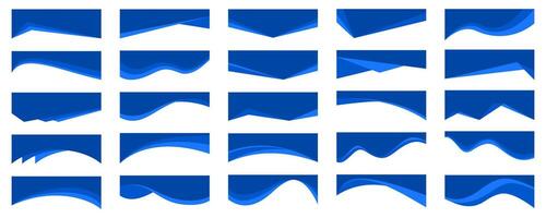 Header shape background for website design. Blue border for banner. Abstract divider for bottom or frame of template and web page. Presentation wavy and curve separator. vector