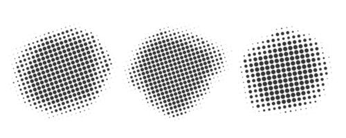 Half tone dotted circles. Round shape with grunge texture. Abstract gradient elements isolated on white background vector