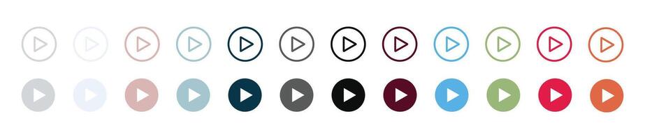 Round Play and pause button icon set vector
